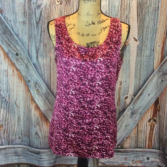 Ann Taylor Tops - Ann Taylor 100% silk burgundy floral tank Ann Taylor Tops - Ann Taylor 100% silk burgundy floral tank